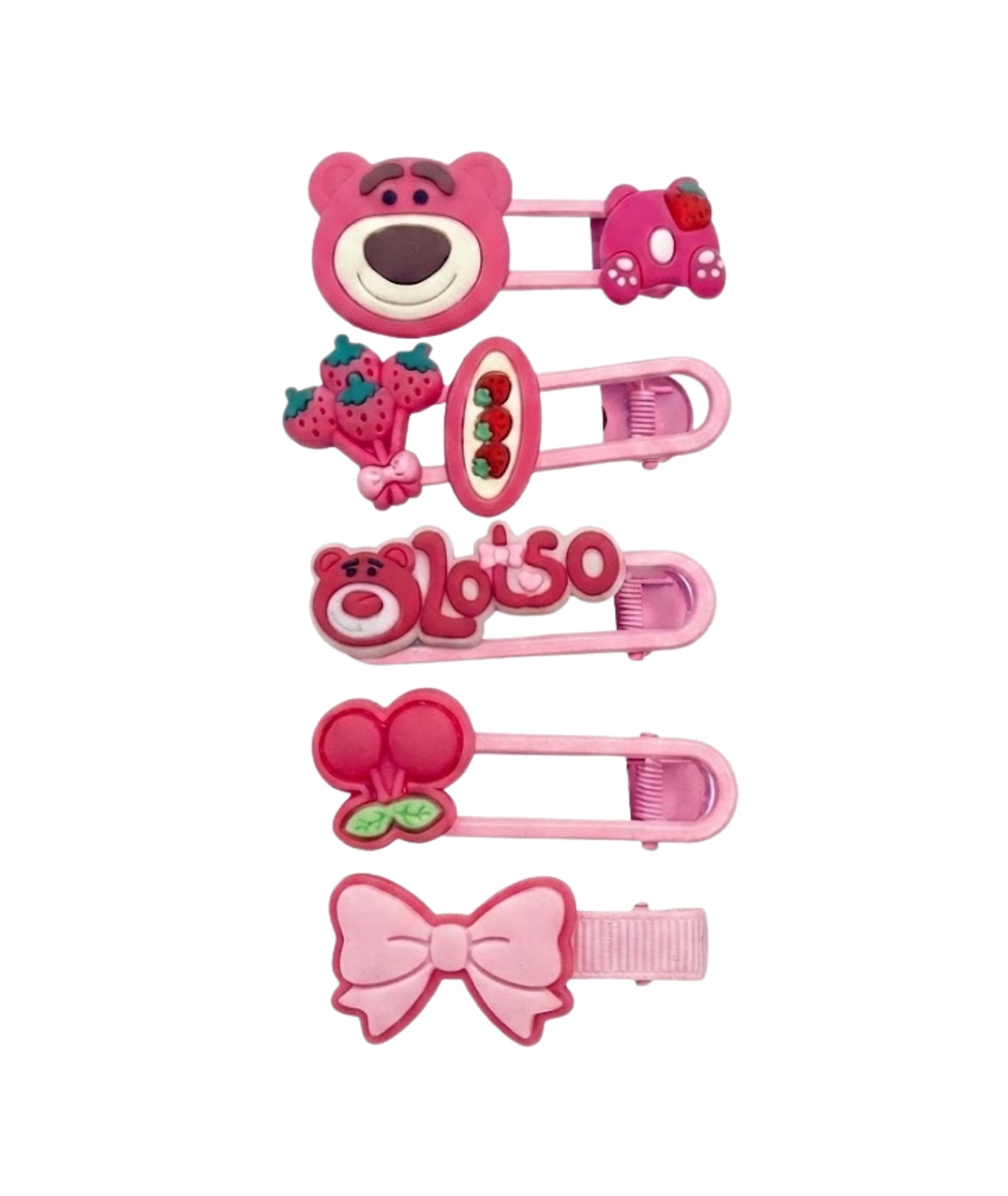 3D 5 Pieces Korean Style Disney Pixar Toy Story Lotso Bear Hair Clip Set 