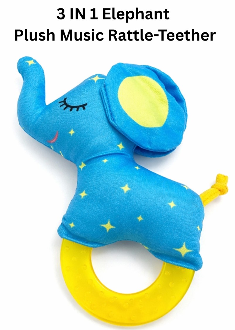3 IN 1 Elephant Music Rattle-Teether